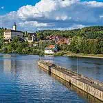 Blick auf Gundelsheim und die Burg Horneck